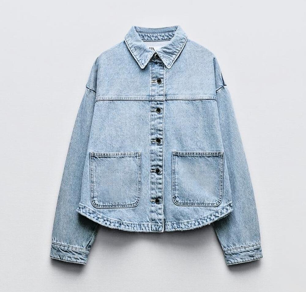 Zara Z1975 Women's Light Blue Denim Jacket, Chore Coat, Size Large